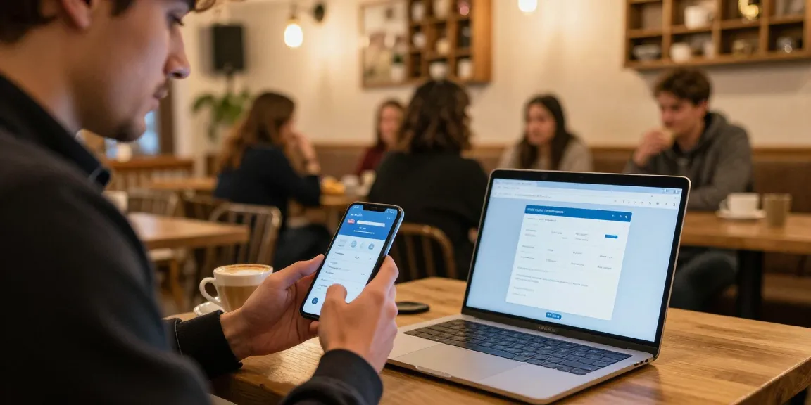 Bezoeker in Rusland maakt gebruik van https://payinrussia.com/ voor digitale betalingen in een gezellige caféomgeving.